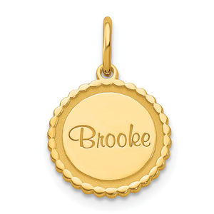 Sterling Silver/Gold-plated Scalloped Round Disc with Name Charm